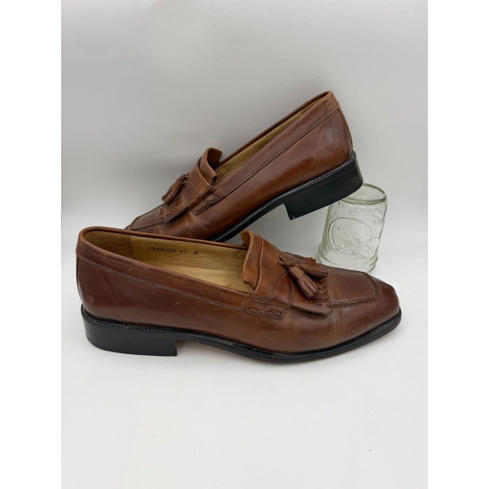 Pronto Uomo Firenze Florence Italy Brown Leather Tassel Kiltie Loafer 11 M